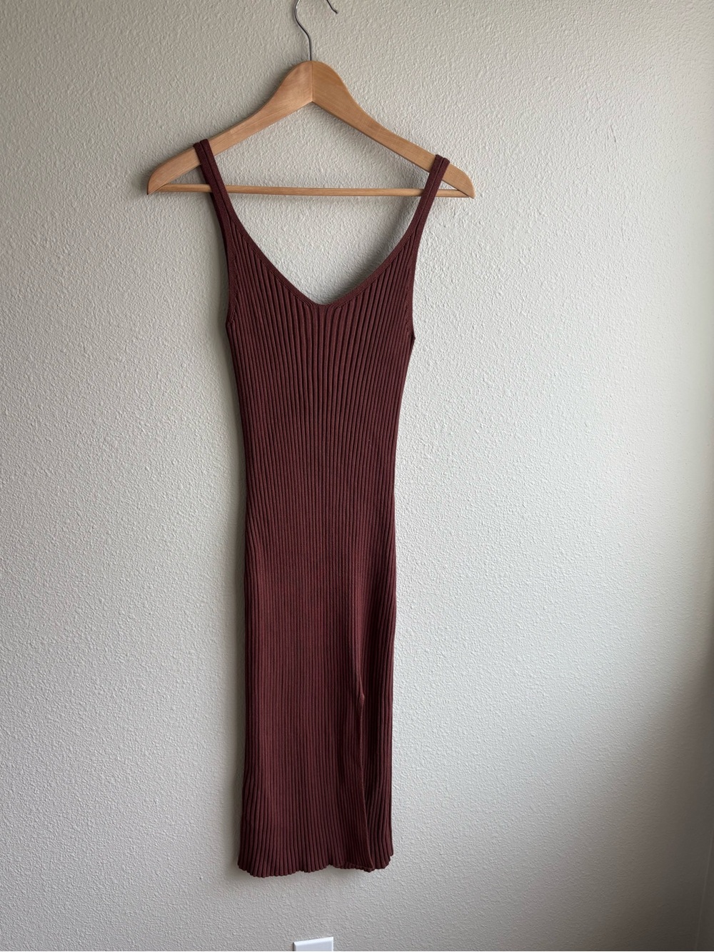 Ribbed V-Neck Knit Dress